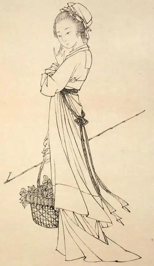 书画联盟丨蔡岚工笔画仕女白描线稿