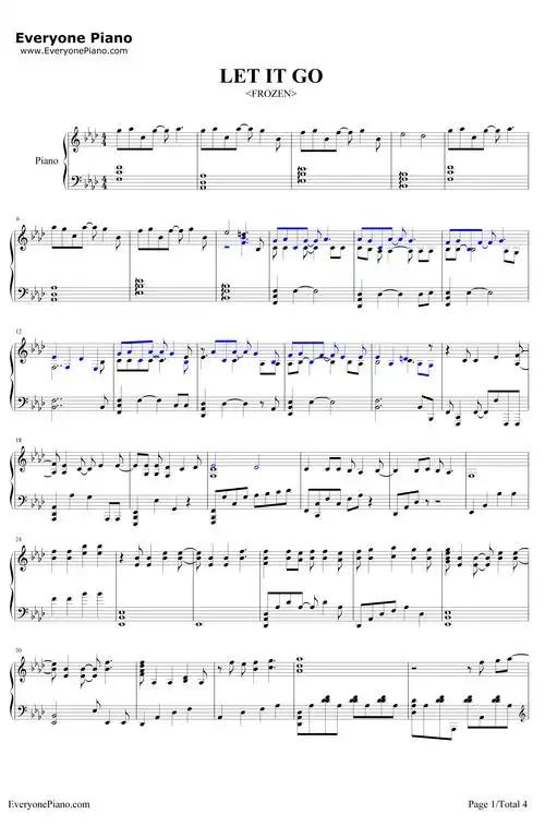 letitgo完整版钢琴谱-demilovato-动画冰雪奇缘主题曲1