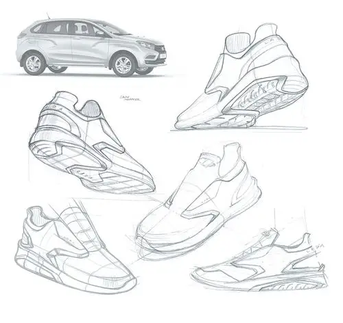 鞋子设计手绘及渲染图