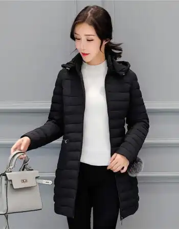 女士棉衣外套2017冬装新款 韩版女装修身大码胖mm中长款棉服女冬 黑色