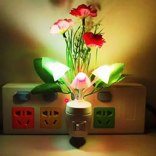 led蘑菇小夜灯创意家居装饰七彩夜光灯儿童房间床头灯卧室睡眠灯