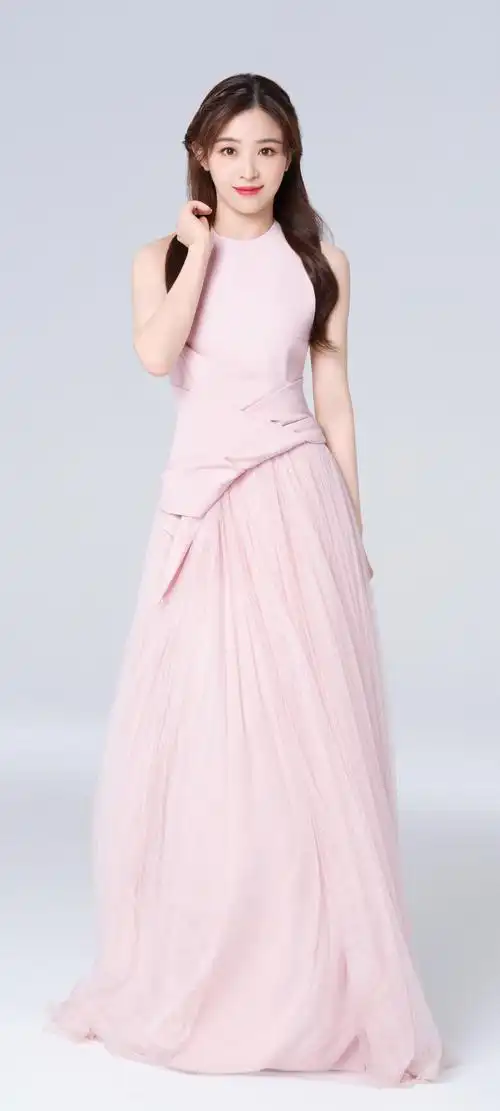 少女心粉色长裙子张含韵手机壁纸