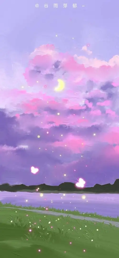 紫粉色油画梦幻