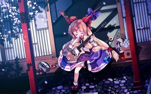 爱音乐的动漫吉他美女唯美卡通少女吉他壁纸图片素材下载第一辑