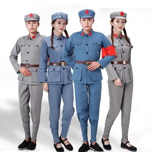 棉麻粗布红军八路军服装抗日战争服装新四军军装红军服装男女军装