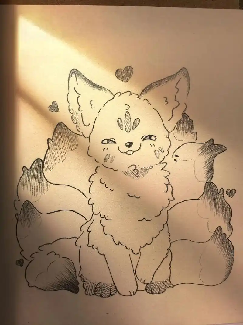 因为喜欢,可迎万难 #简笔画 #九尾狐 #简笔 - 抖音