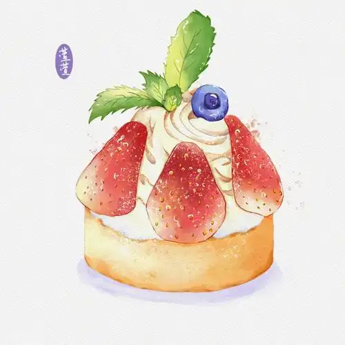 插画打卡十九甜品水彩临摹画久久的课