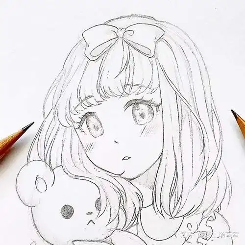 动漫女生手绘线稿