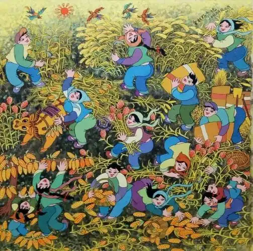 广阔天地农民画作品欣赏段延民收获
