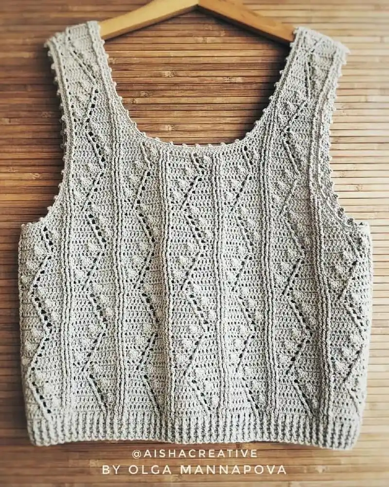 编织美衣|花样唯美的钩针小背心,小疙瘩诠释丰收的喜悦