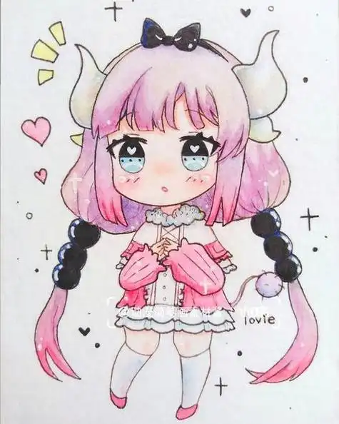 少女系列|关注我日更学画小女孩简笔画手绘 线稿 q版 女孩q版人物手绘