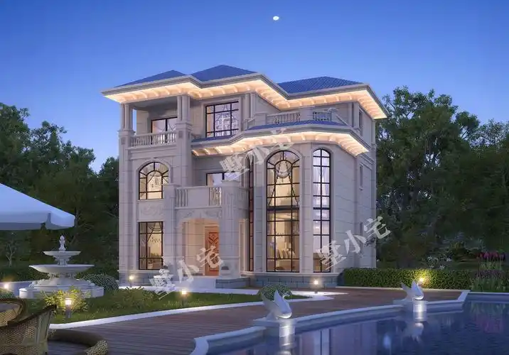 三层欧式中空农村别墅外观效果图