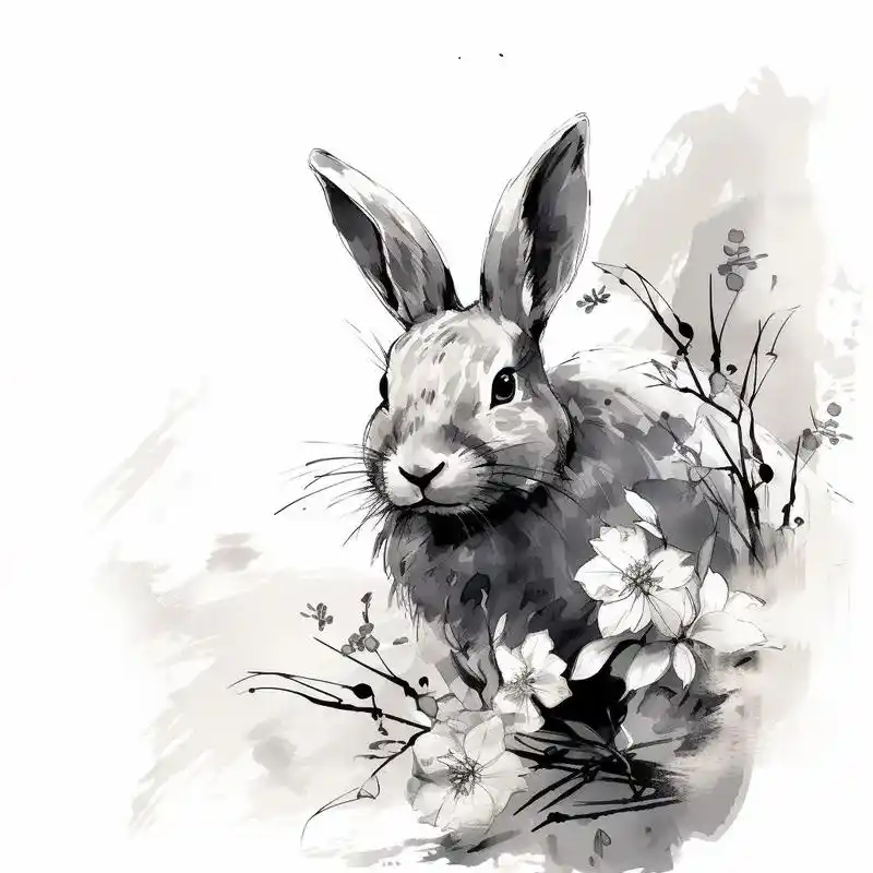 水墨兔子手稿.团藏原创92手稿,一人一稿,可约#tattoo - 抖音