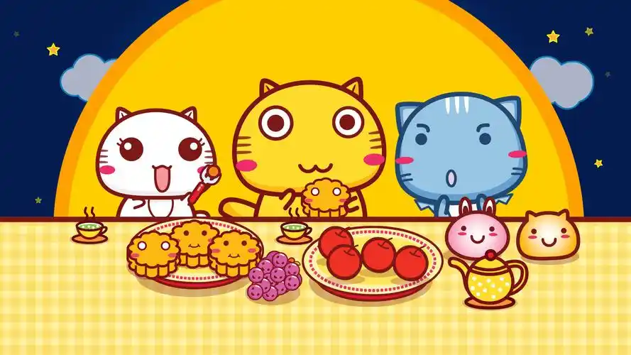 电脑壁纸 动漫卡通 卡通明星 哈咪猫过中秋