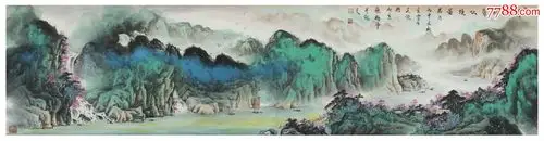 中*教育电视台水墨丹青签约画家刘文顺八尺条幅山水---清凉环翠仙境图