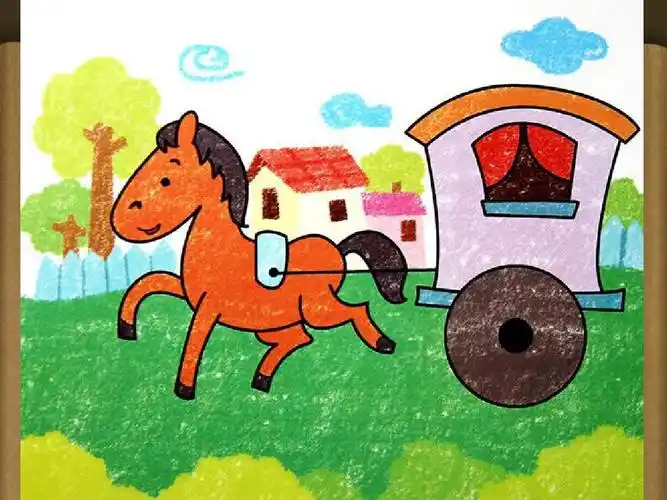 儿童画演示 古老的交通工具