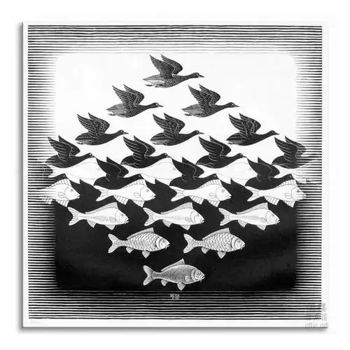 与水escher埃舍尔错觉版画装饰画无框客厅书房酒吧现代装饰画