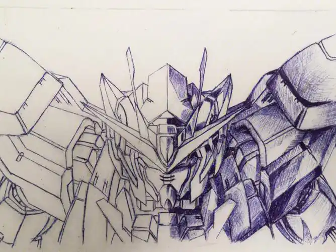 圆珠笔画||高达_高达_圆珠笔_手绘_兴趣爱好_绘画