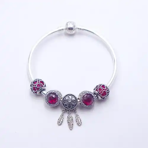 pandora潘多拉手链女925银红色捕梦网时尚饰品520送女友生日佳选