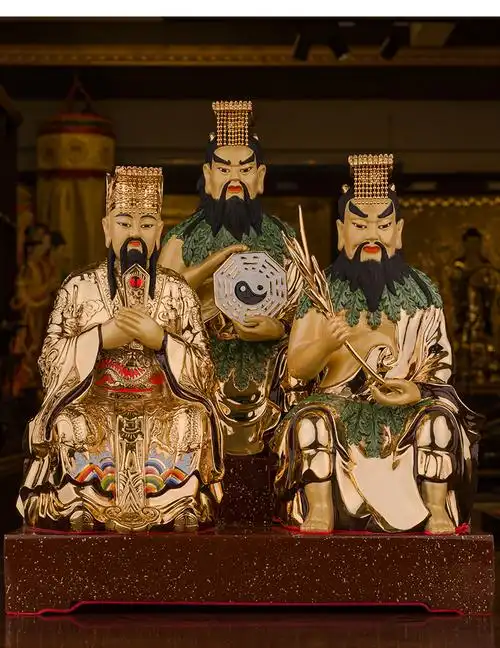 三漫陀天地人三皇伏羲像轩辕大帝盘古神农氏道教神像摆件家用供奉三皇