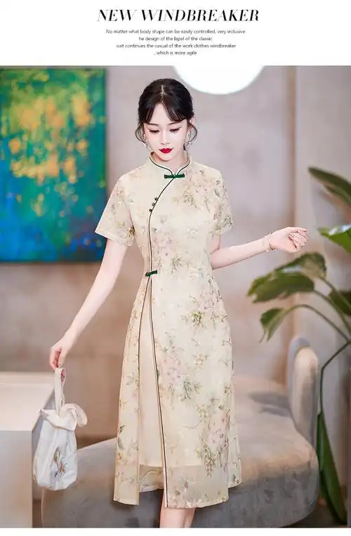 实拍新款现货复古民族风夏季改良旗袍连衣裙 - 17网