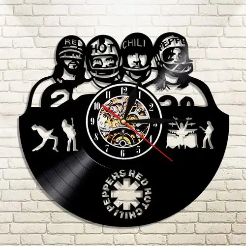 经典音乐黑胶时钟 红辣乐队red hot chili peppers唱片挂钟装饰