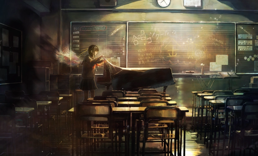 教室里钢琴 绘师:桜犬(p id=18865378) … - 堆糖,美图壁纸兴趣社区