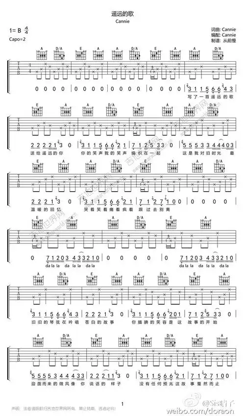遥远的歌吉他谱1-cannie-a调指法