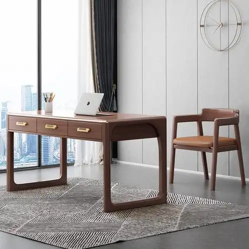 木格尚品 新中式书桌胡桃木实木书房家具套装组合书柜家用办公桌禅意