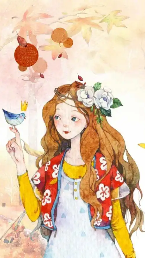 文艺手绘卡通女生图片