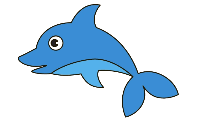 卡通蓝色小鲸鱼,陪孩子来画一画