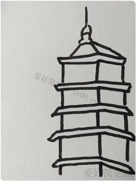 二七宝塔怎么画简笔画