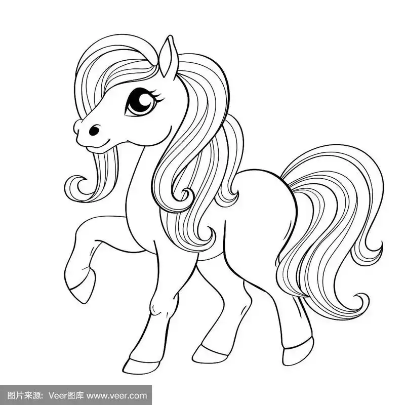 可爱的,小马,小的,绘画插图,彩色书