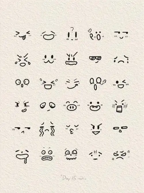 上课传纸条小表情手绘简笔画15100