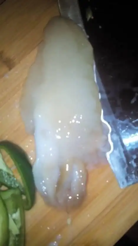 这是鱿鱼肚子里面的,不知道是什么东西,可以吃吗?