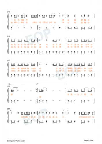隔岸钢琴数字简谱抖音热歌