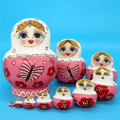 俄罗斯套娃原装俄罗斯套娃10层套娃玩具礼物捡不完熊猫小鸡纯手工品