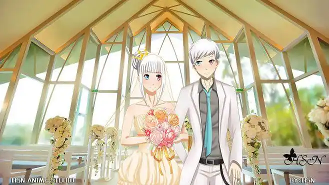 白发# #婚礼# #教堂# #二次元# #少女# #少年# #动漫# #桌面背景