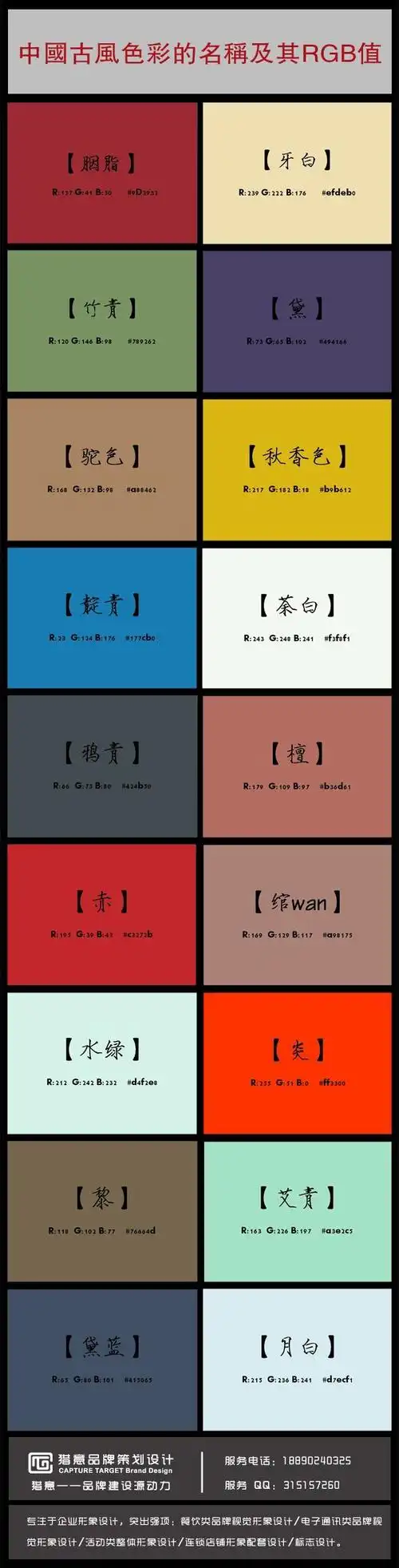 中国古风色彩的名称及其rgb值 #素材# #色彩