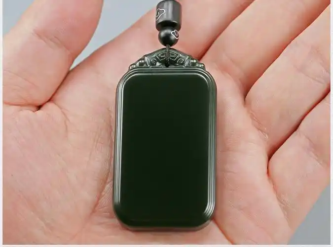 慕溪源和田玉吊坠平安无事牌男款塔青细料玉石玉牌男士玉坠送男女朋友