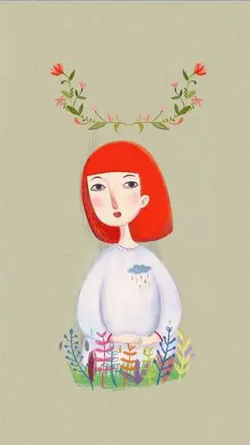 文艺女孩手绘插画