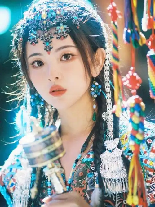 杨超越曝出了一套古风造型,只见她头上顶着雪白的龙角,一袭白色汉服看