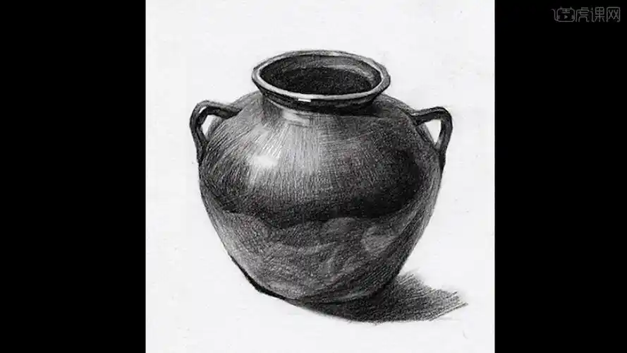 铅笔素描静物材质课深色陶罐图文教程