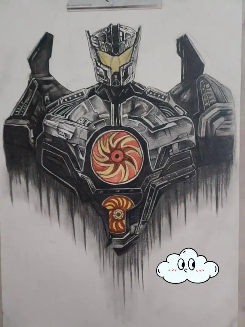 临摹的,环太平洋流浪者,上色条件有限,没其他颜料笔