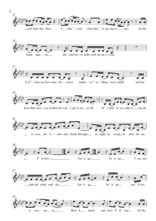 let it go - 随它吧(冰雪奇缘主题曲)【线谱】其它曲谱(图2)