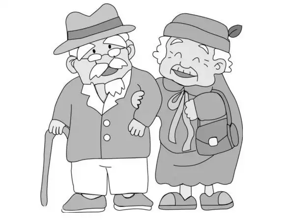 一对老夫妻简笔画 爷爷,奶奶