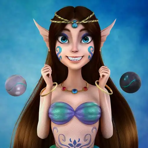 女角色-鲛人鱼_盒子里的猫作品_角色/人物/生物_cg模型网