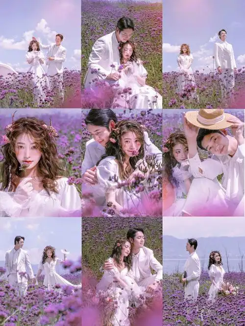 9组花海婚纱照万能pose合集拒绝僵硬74