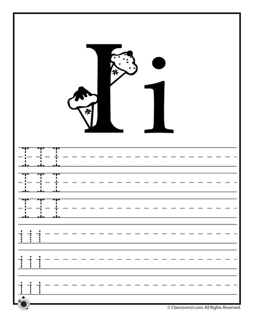 字母书写练习learn letter i - woo! jr