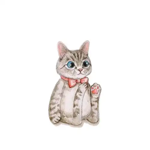 超萌的小猫咪插画图片,画风日系,表情又q又呆